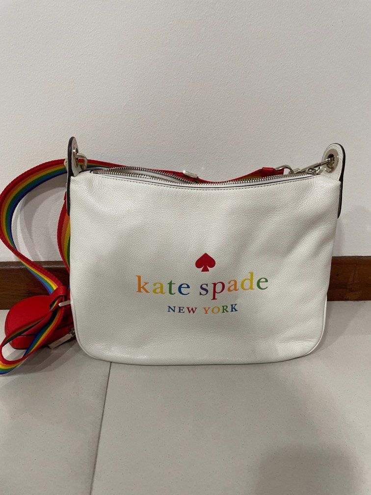 KATE SPADE ROSIE CROSSBODY SHOULDER BAG RAINBOW PRIDE WHITE STRIPE HEART  POUCH