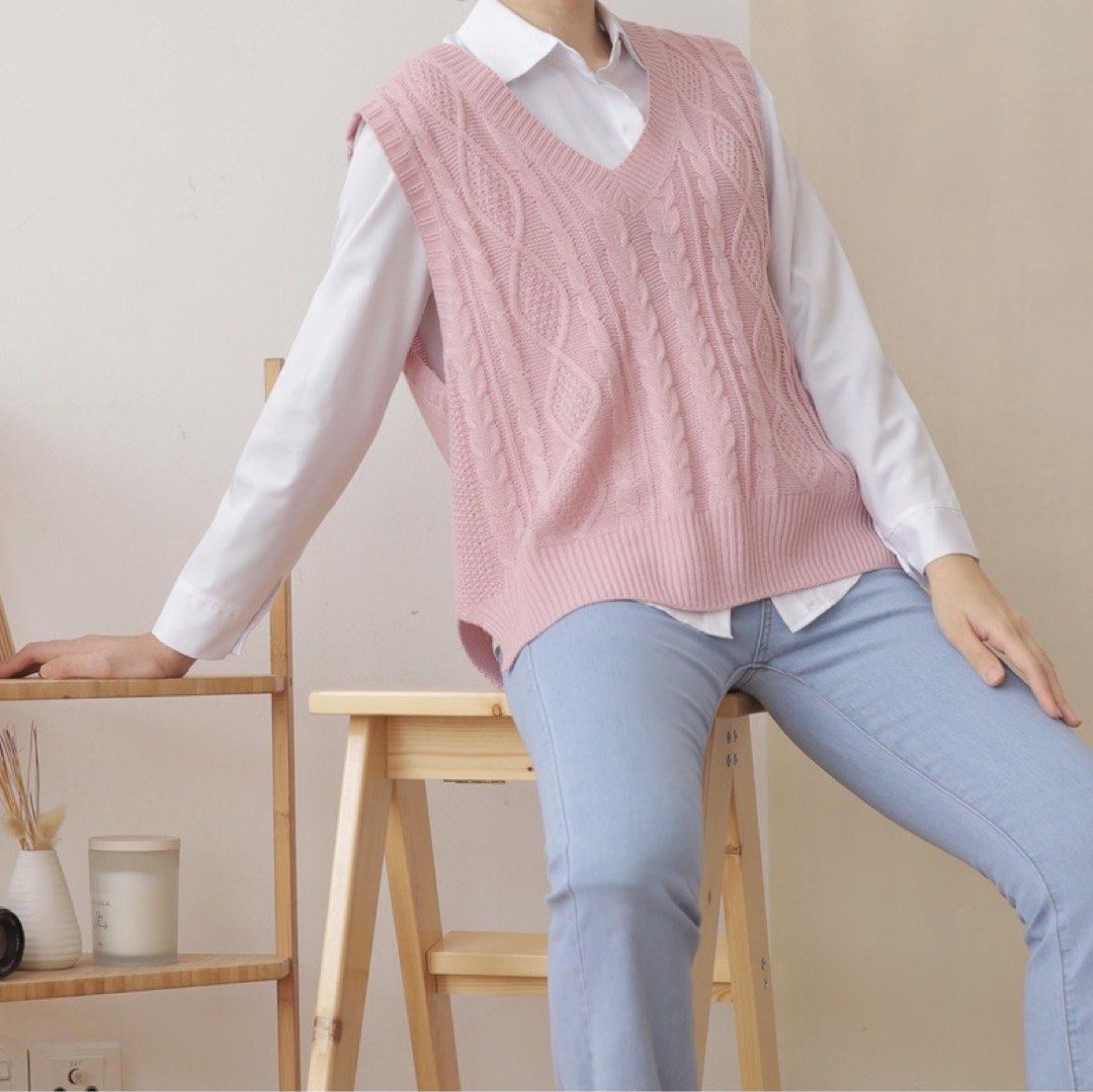 White shirt sales with knitted vest