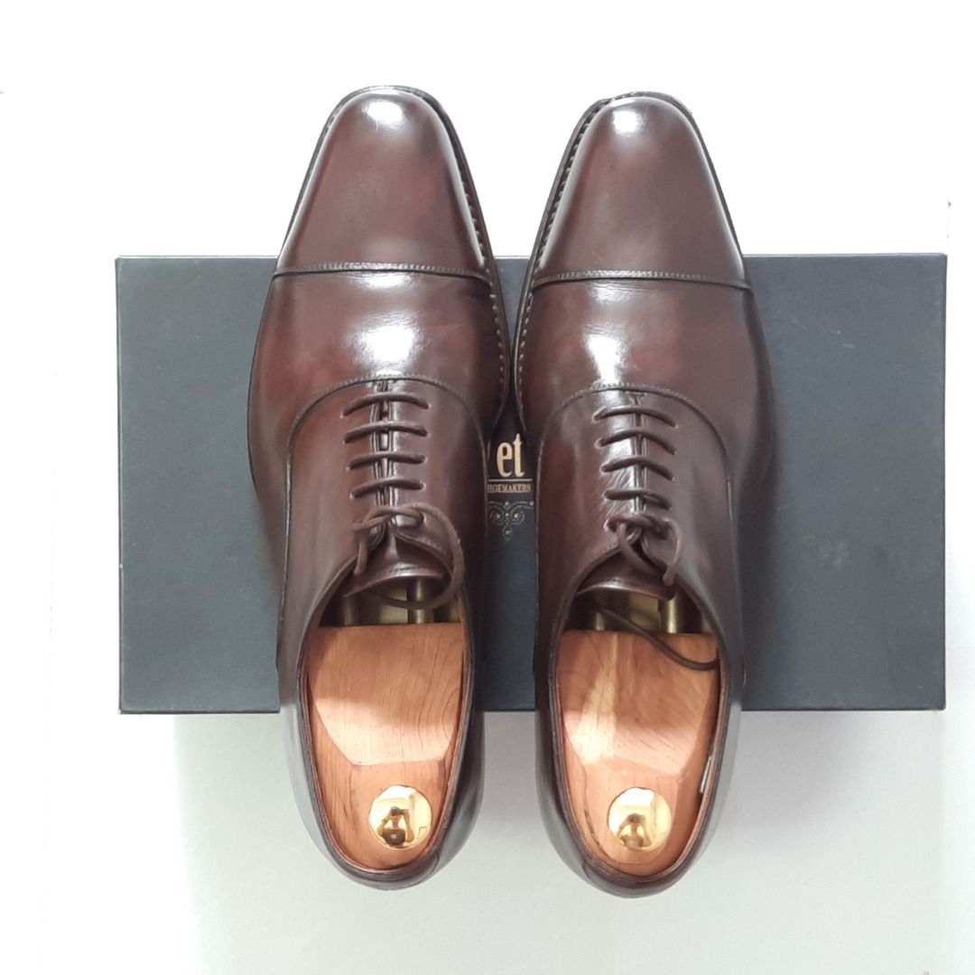 Handmade Full grain Leather Cap toe Oxford Shoes Goodyear Welted Dark Brown Ed et al Cityhall
