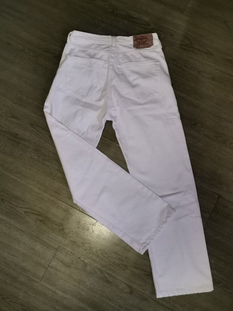 Levi s 501 Zipper Fly White Denim Jeans Men s Fashion Bottoms