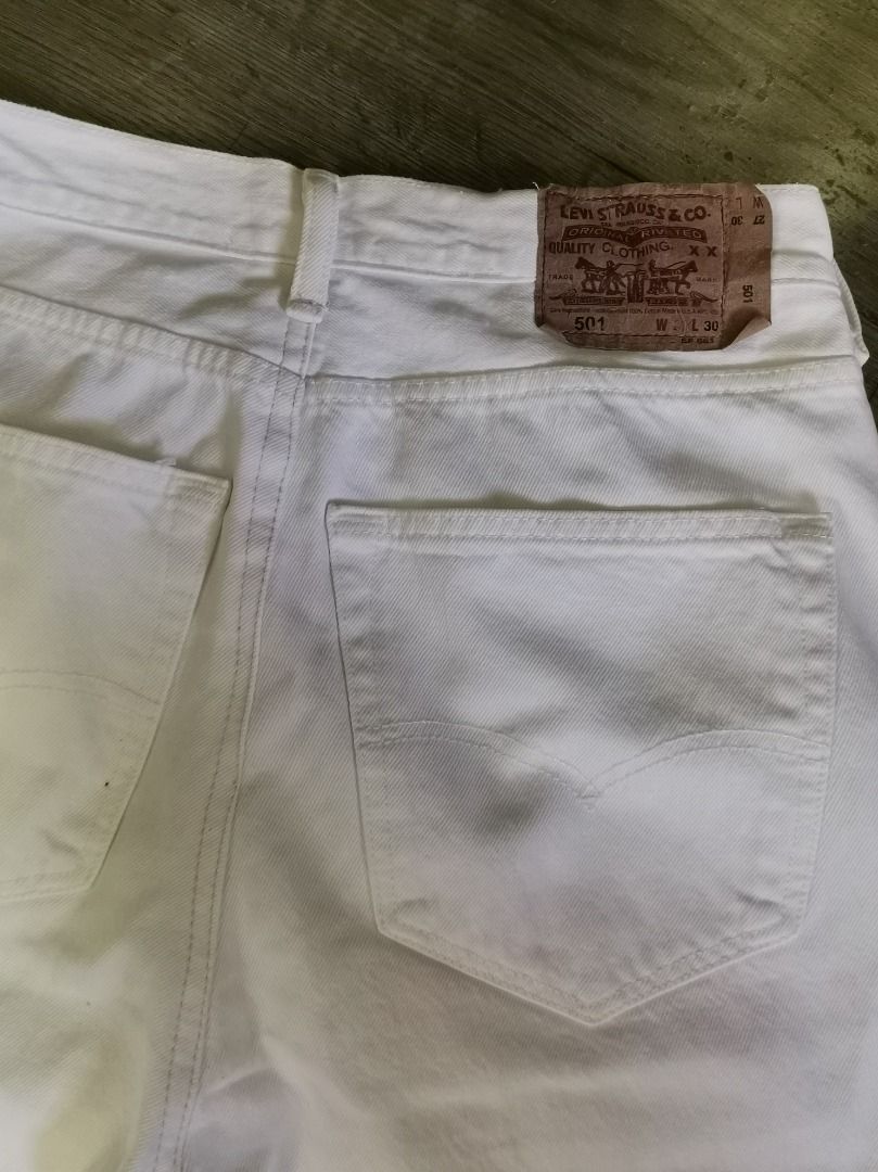 Levi's 501 Zipper Fly White Denim Jeans, Men's Fashion, Bottoms, Jeans ...