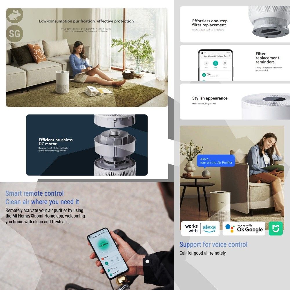 XIAOMI Air Purifier 4 Pro, 4, 4 Lite OLED Screen Display Control by  SmartPhone App 1 Year warranty - Peacestop
