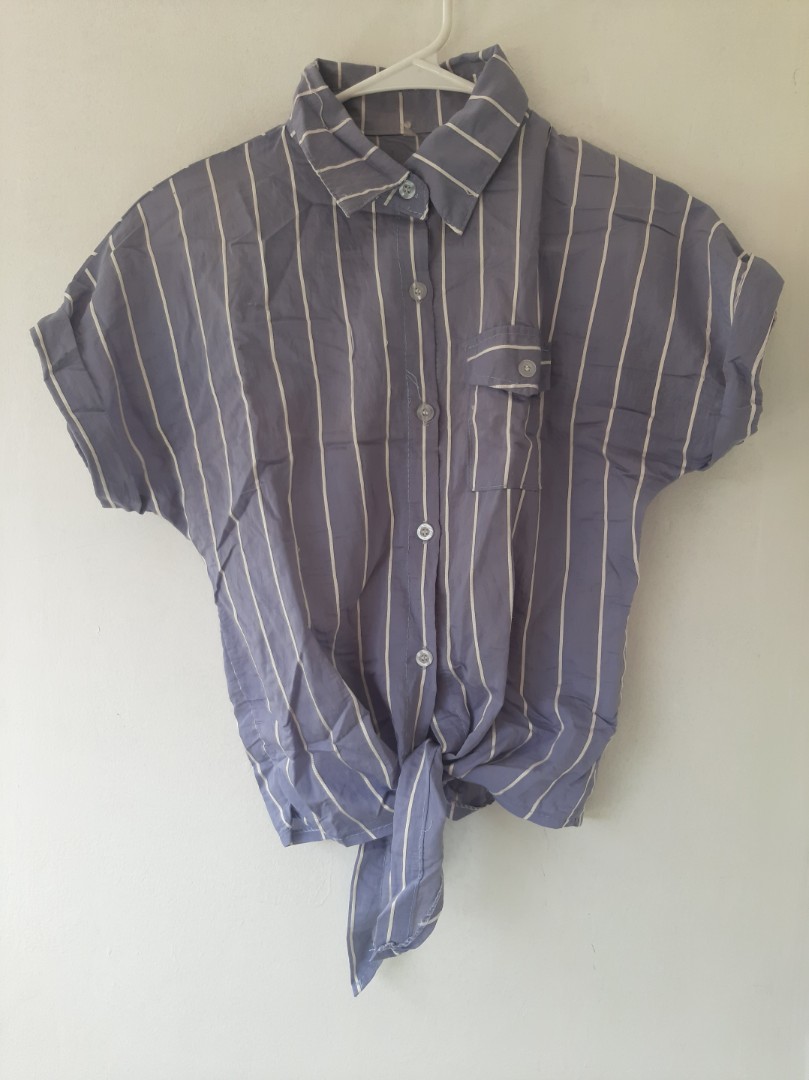 Long Sleeve Top Light Blue Striped