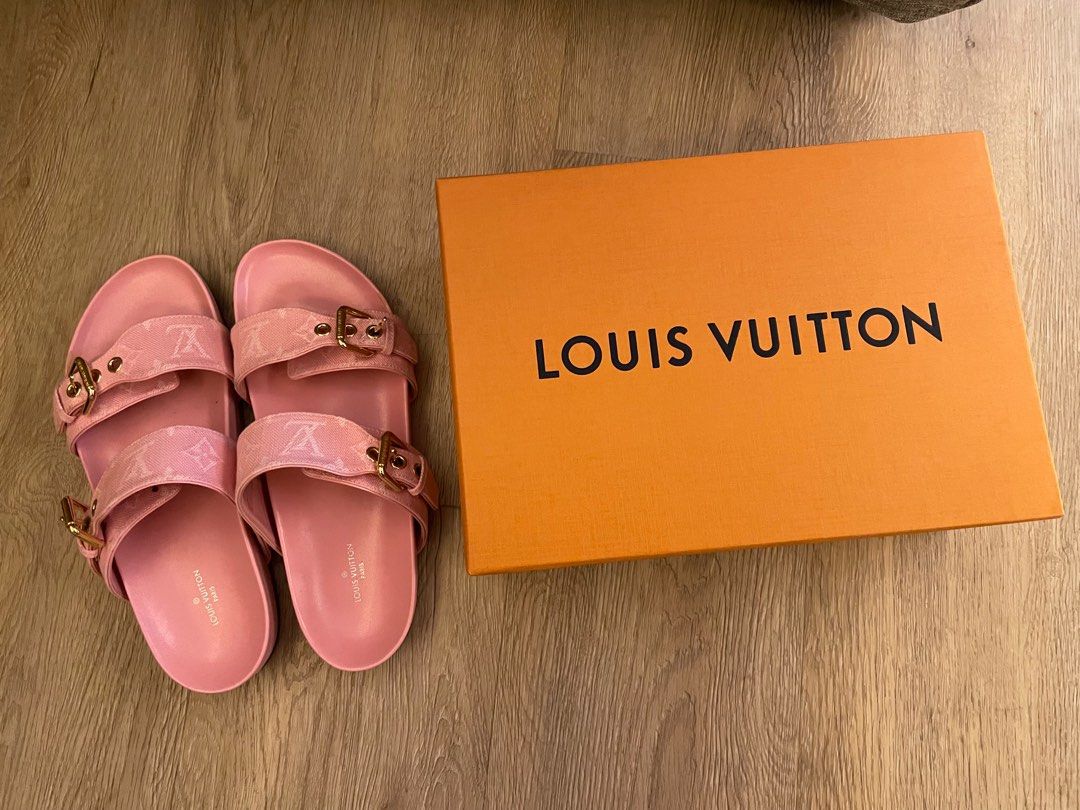 Louis Vuitton pink denim sandals