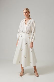 (M) OSN OURSECONDNATURE Our Second Nature Liberty Cotton Embroidered Panelled Skirt