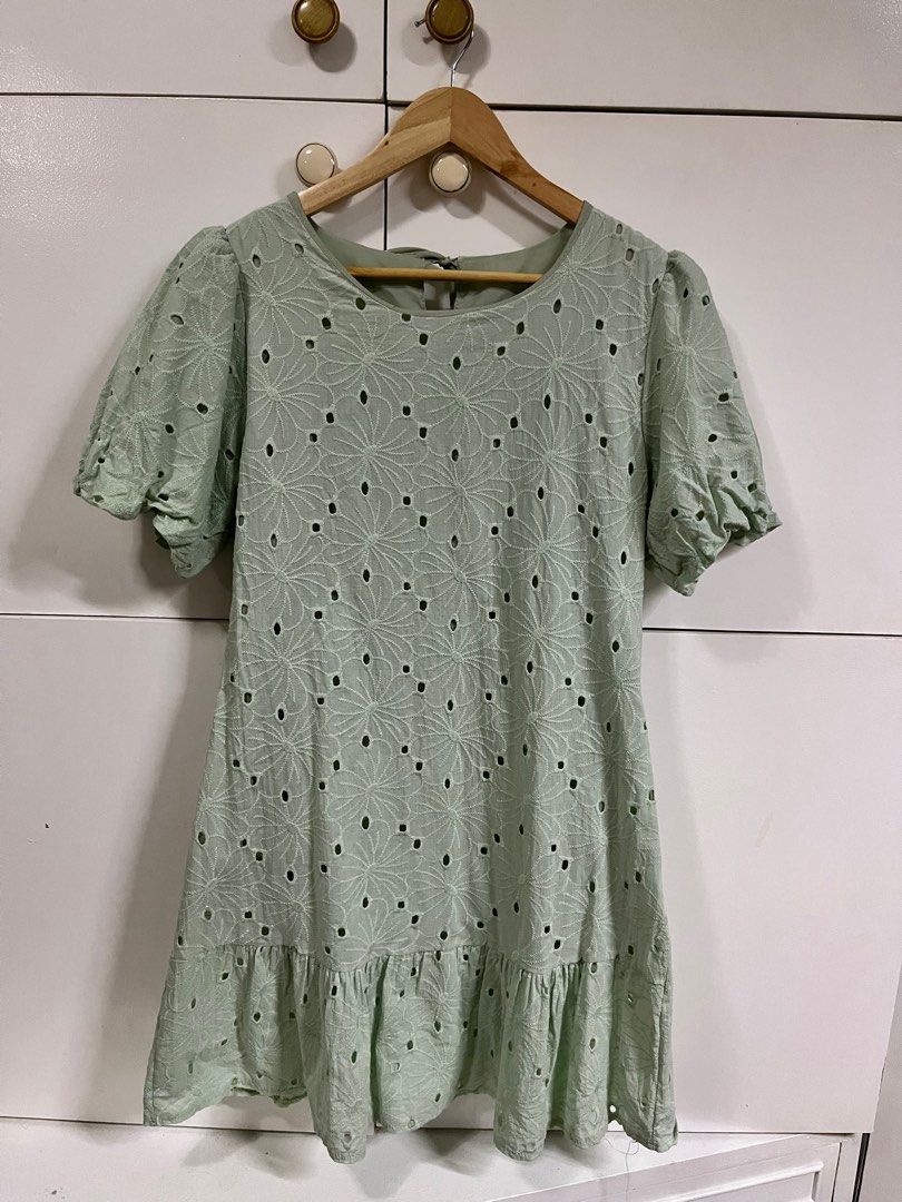 Mint green eyelet dress, Women's Fashion, Dresses & Sets, Dresses on