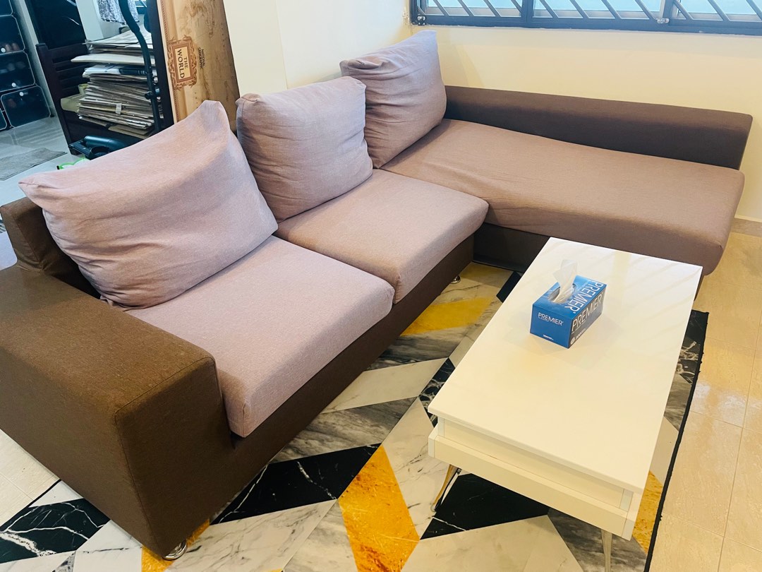 Moving out sale! Lshape sofa with ottoman, Furniture & Home Living