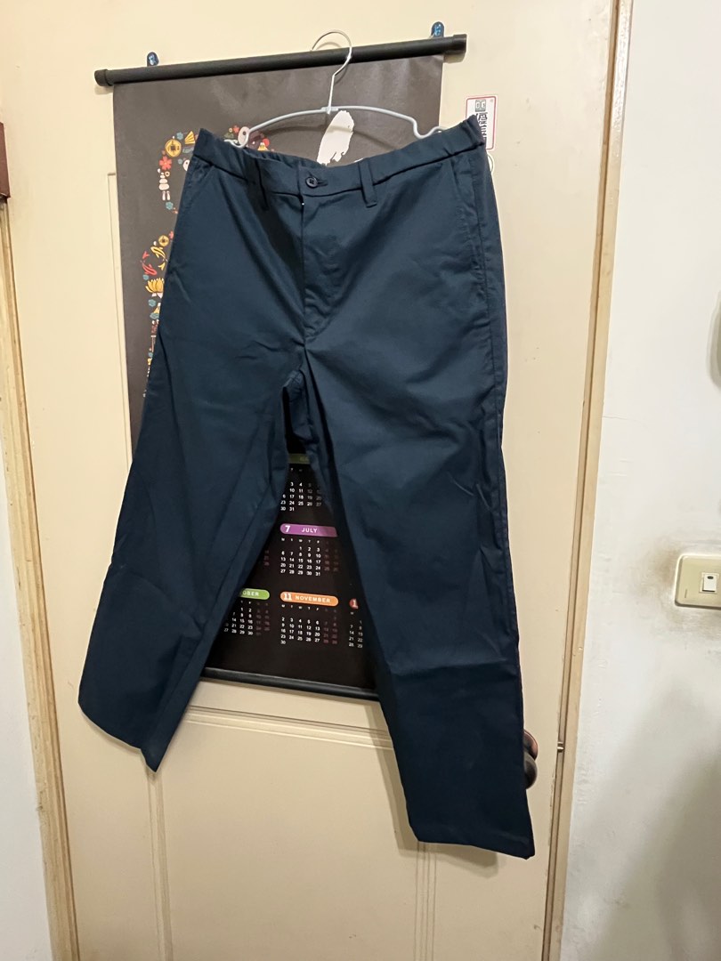MUJI 男防潑水錐形褲深藍, 他的時尚, 褲子, 卡其褲在旋轉拍賣
