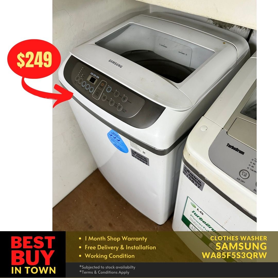 MUST BUY! SAMSUNG 8.5KG TopLoader Washing Machine WA85F5S3QRW, TV