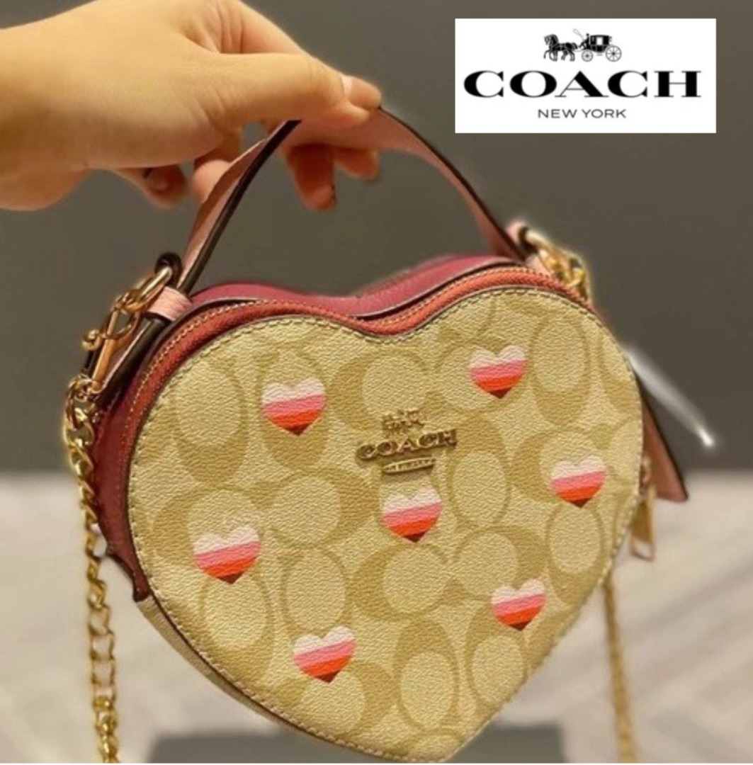 COACH Color-block Coated Canvas Signature With Heart Print Small