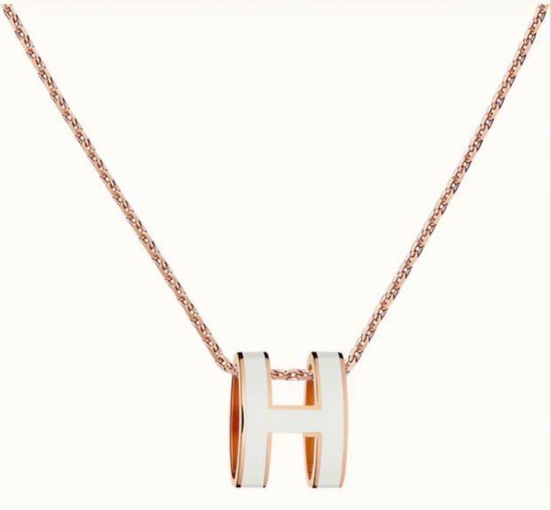 New Hermes Pop H regular size Pendant necklace White Rose Gold
