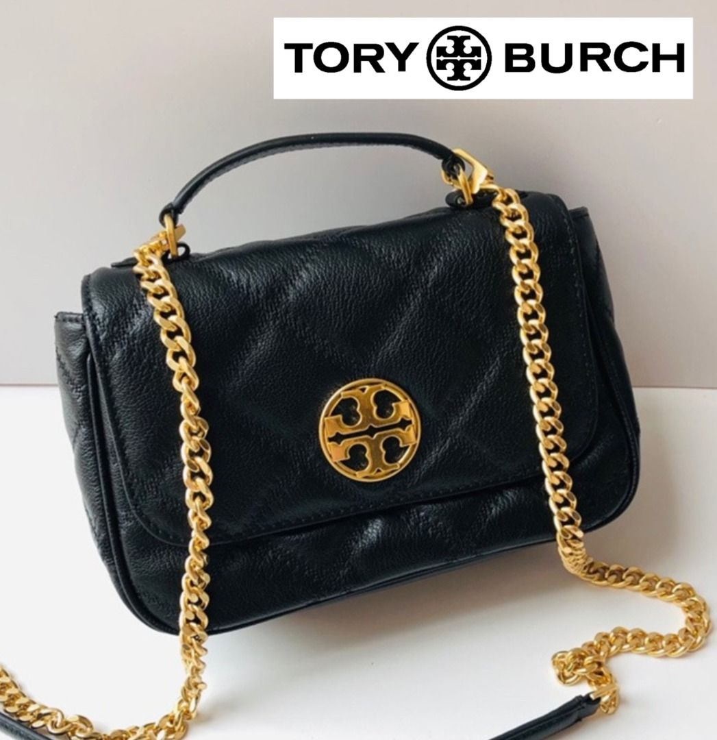 New Tory Burch Original Classic Black Collection Tory Burch Willa Mini Top  Handle Quilted Crossbody Bag Chain Strap Crossbody Sling Top Handle Bag For  Women Come With Complete Set Suitable for Gift,