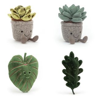 NEW-Authentic Jellycat Succulent Jade Azulita Plants Angel Woodland Oak Leaf 