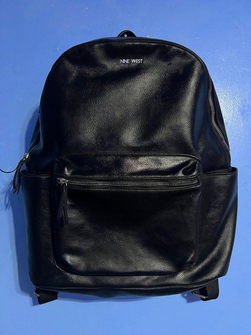 Nine West Bastian Black Leather Backpack