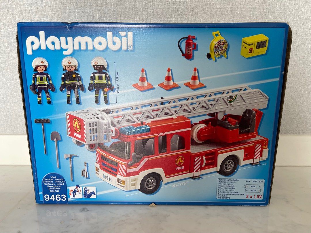  Playmobil Fire Ladder Unit / Fire Engine 9463, Hobbies & Toys, Toys Illustration 