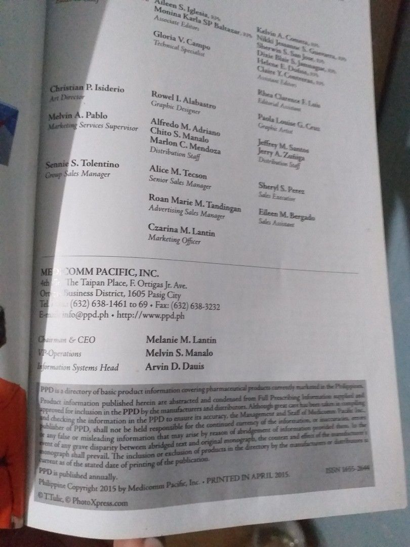 USANA/PPD Philippine Pharmaceutical Directory 15th Edition Pocket Version book (Category: Textbooks) located in San Pablo. Submitted by mariafaithdeclutters (Listing ID 1200671189, Image 3). Description: PPD Philippine Pharmaceutical Directory 15th Edition Pocket Version Copyright 2015 USANA reference National Bookstore price 425 We sell our personally owned things. 👍Pls. inquire politely. 👍NO too low offers. 👍24 hours reservation only 👍NO re