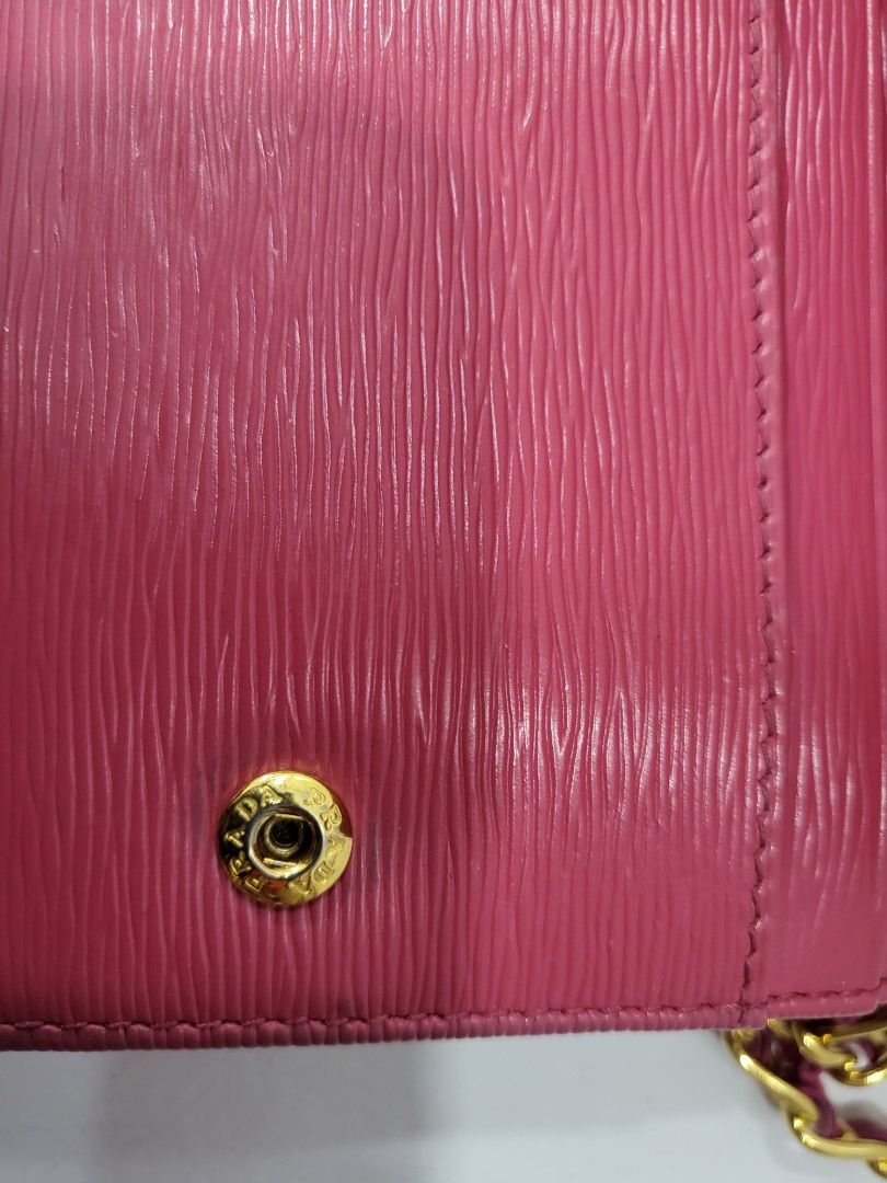 Prada Neon Iridescent Pink Wallet On Chain