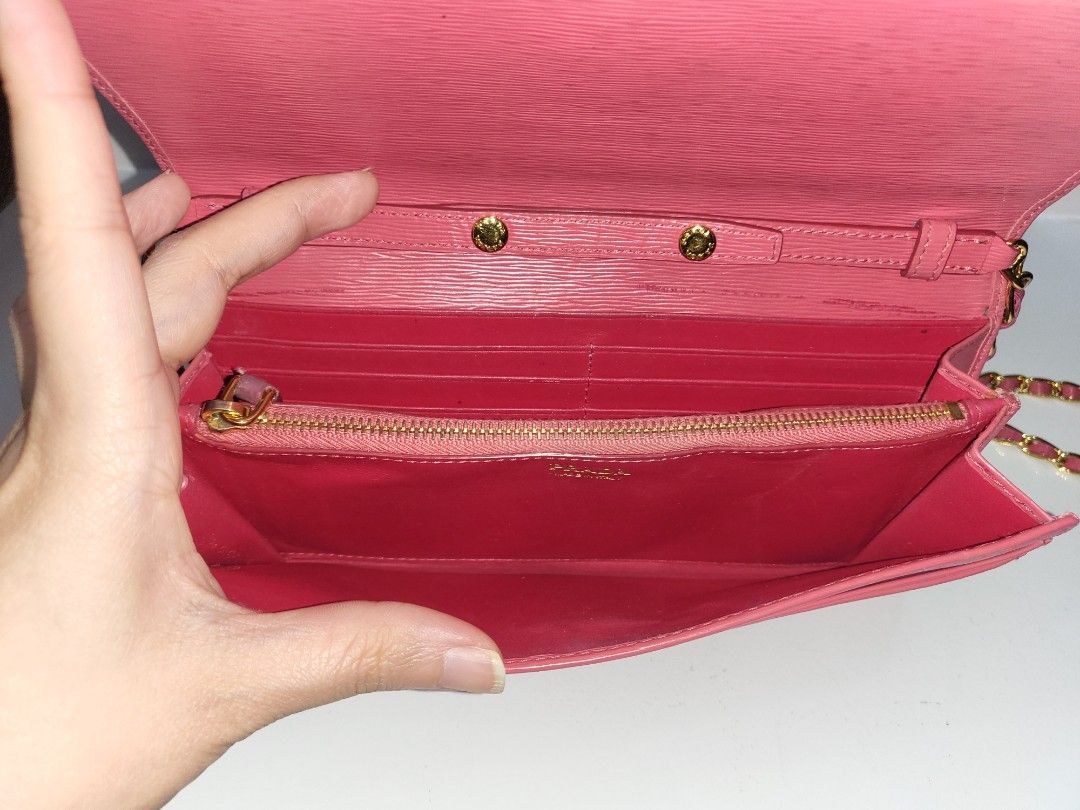 Prada - Pink Saffiano Leather Wallet-On-Chain (WOC)