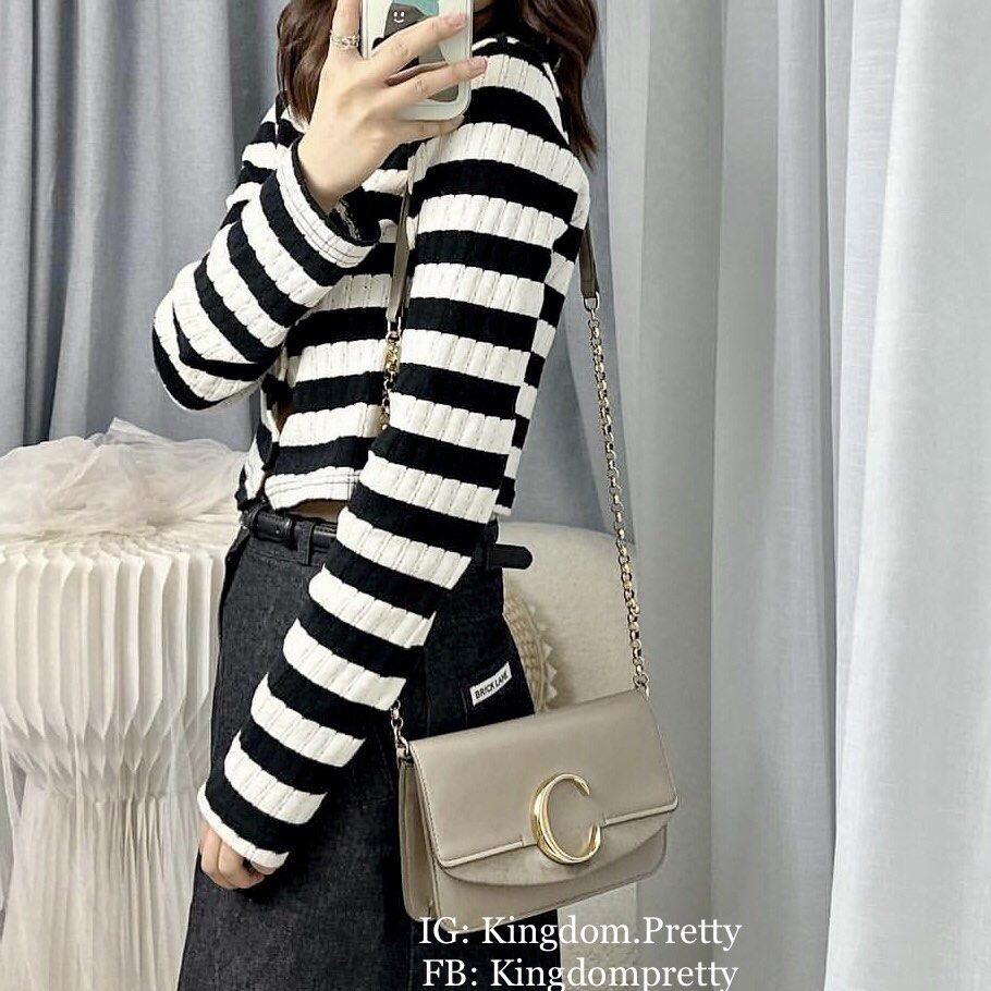 Pre order Chloe C Wallet On Chain Flap Bag WOC Motty Grey Luxury Bags Wallets on Carousell