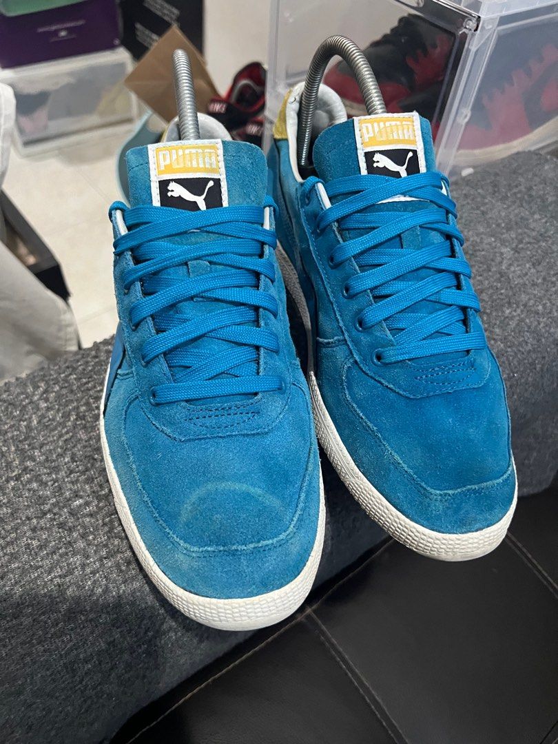 Puma dallas mens grey suede trainers discount