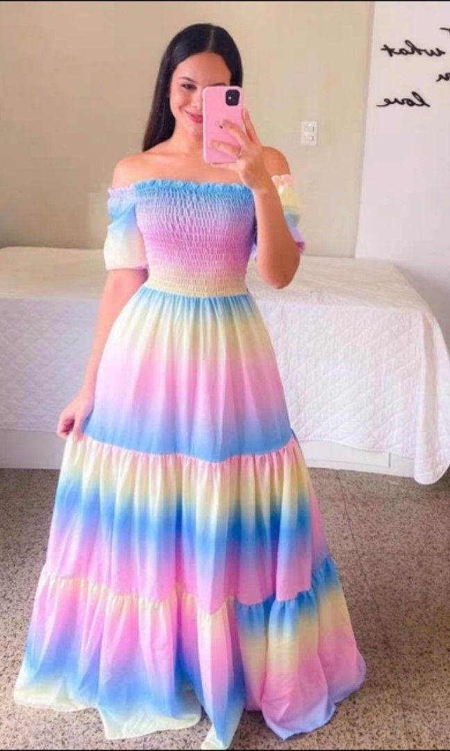 Rainbow long clearance dress