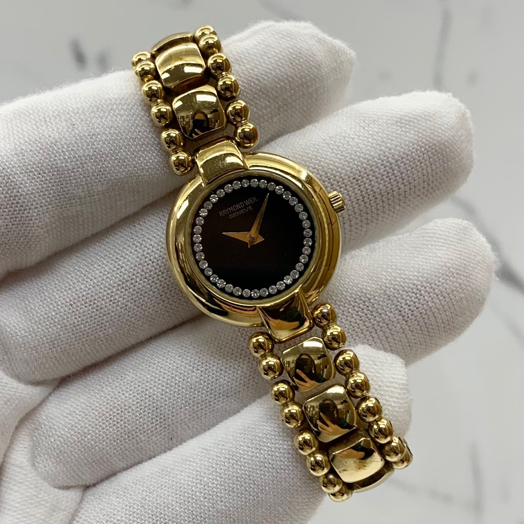 Raymond weil 18k gold electroplated ladies watch outlet
