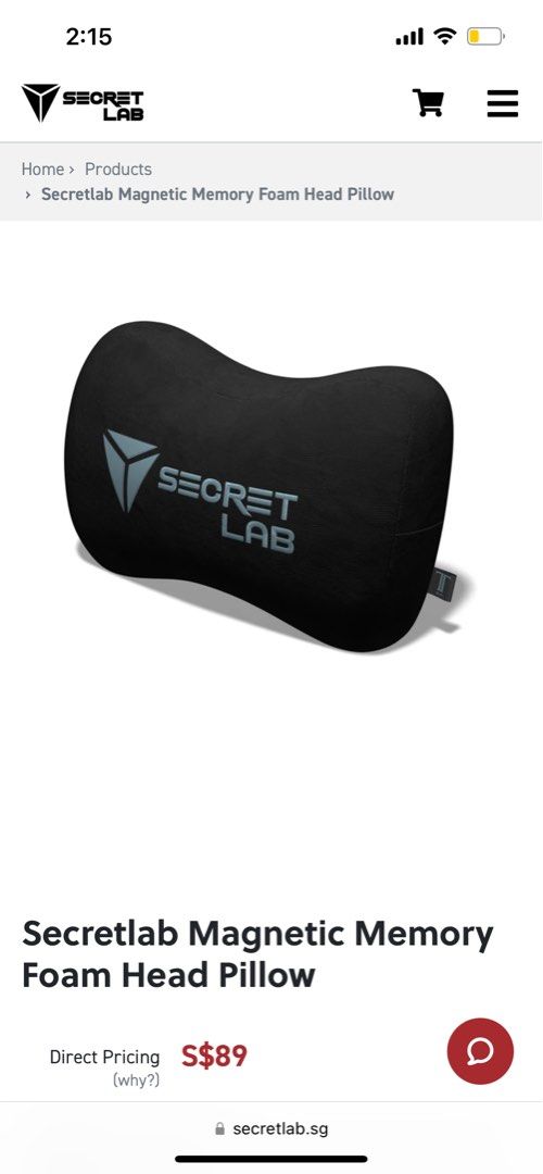🔥 Secretlab Memory Foam Head Pillow (2022) Frost Blue 🔥