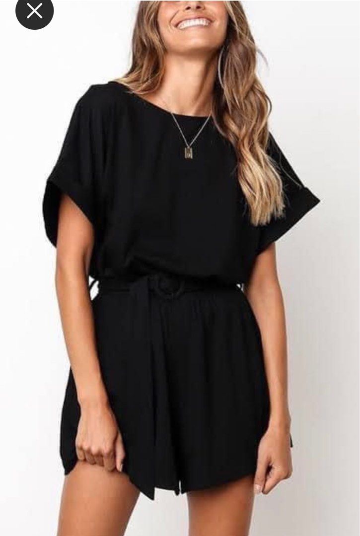 Sexy but feminine black romper (Category: Rompers) located in Taguig. Submitted by closet_access (Listing ID 1200707933, Image 1). Description: Closet declutter! 🛍️💕 Authentic MME Studio in black. Material is not stretchable but waist is garterized. Super cute and thick fabric. Medium on tag but will fit up to semi large. Chest-38. Very cute and ultra feminine pleated detail on the shoulder. Used this just once last summer. Hard to let go of! D