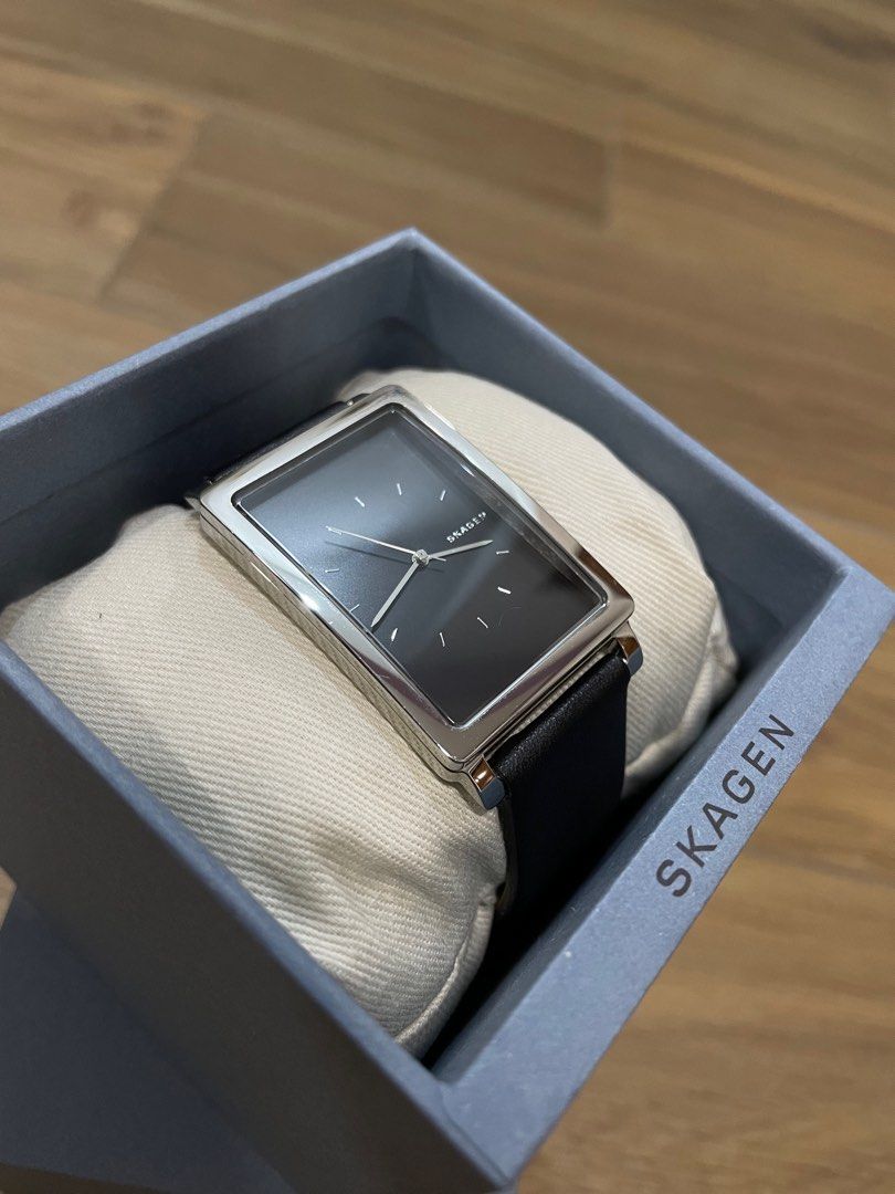 Skagen Classic Unisex Black Rectangular Watch Women s Fashion