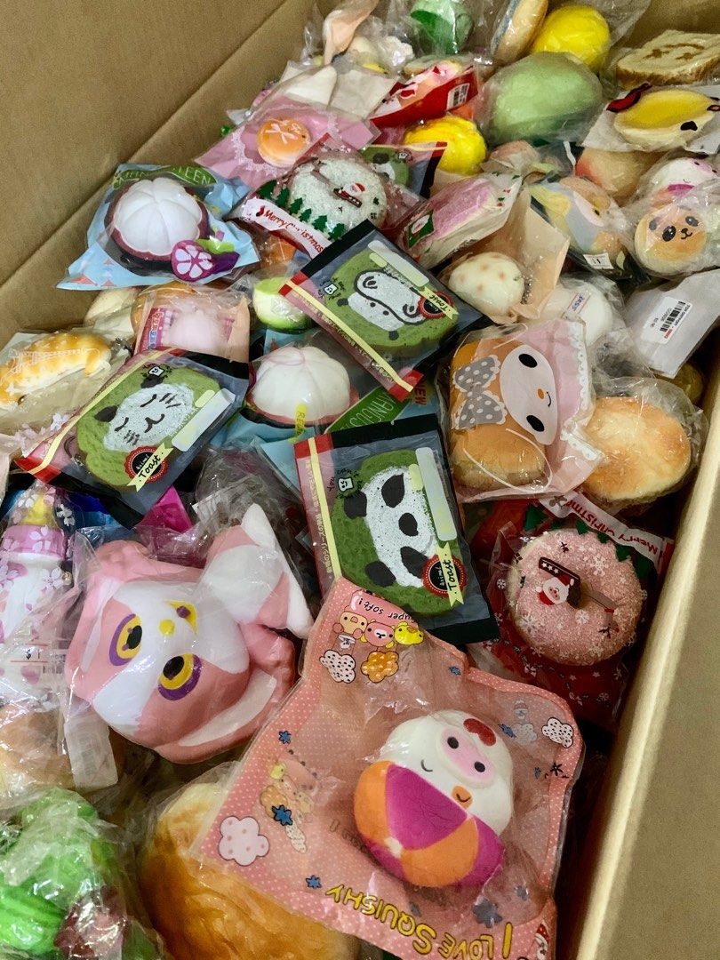 Squishy - assorted (Category: Plushies & Soft Toys) located in Singapore. Submitted by weiwwyy (Listing ID 1200766689, Image 3). Description: Slightly damaged but not used. Giving away😀 Stock from shop closure. Random designs Collection from Bishan St 12, void deck of HDB blk.