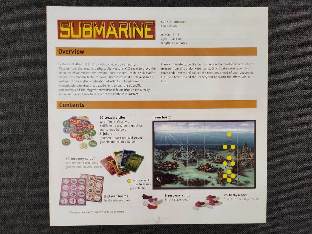 Submarine Board Game, Hobbies & Toys, Toys & Games on Carousell