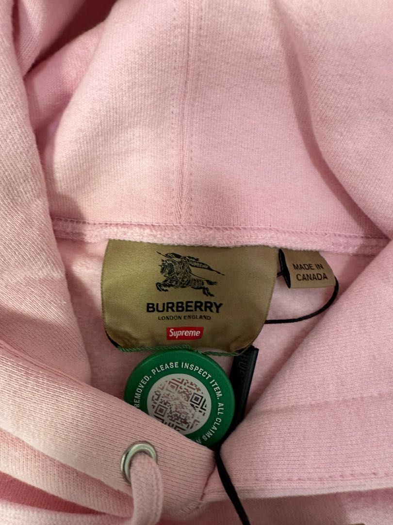 Supreme Burberry Box Logo Hooded Sweatshirt, 男裝, 上身及套裝