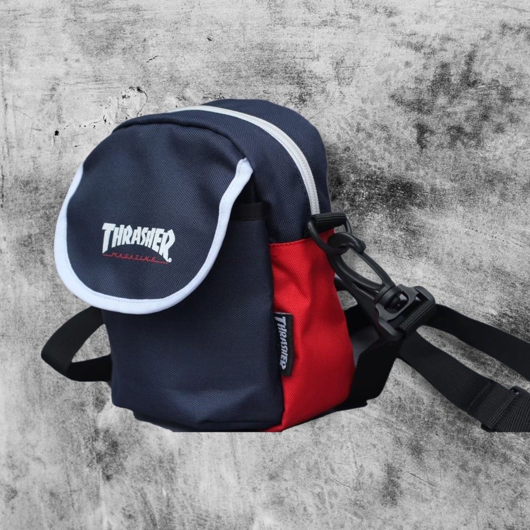 Tas Thrasher Sling Bag Navy Putih Merah, Fesyen Pria, Tas Dompet