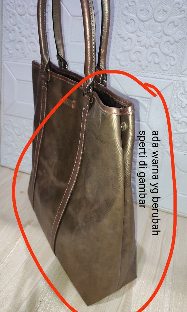 Tas Tote GUCCI warna Bronze Second Bekas, Women's Fashion, Women's Bags