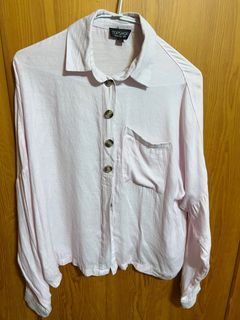 二手正品Topshop品牌粉紅透色薄襯衫