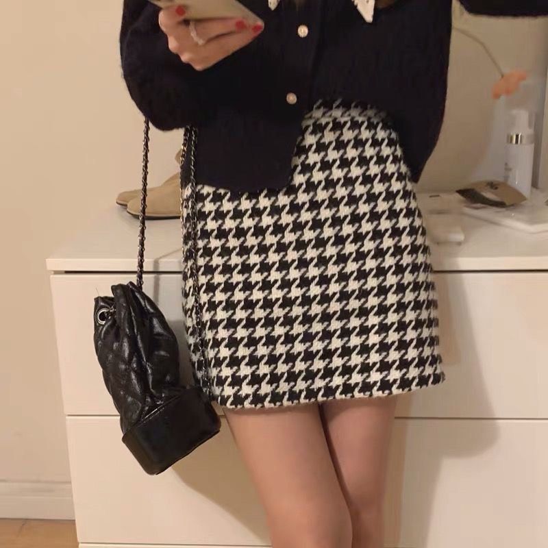 Tweed shop houndstooth skirt