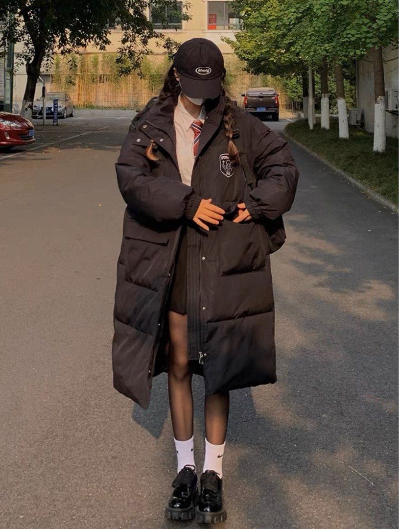 Ulzzang Winter Black cotton padded student jacket winter cotton