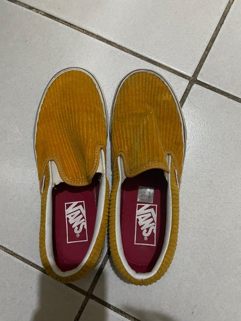 VANS Corduroy Slip ons yellow Women s Fashion Footwear Sneakers on Carousell