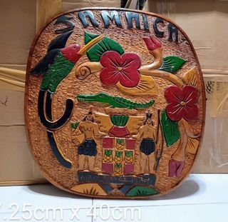 Vintage Solid Wood Hand Carved Wall Decor from Jamaica Folk Art Traditional Art