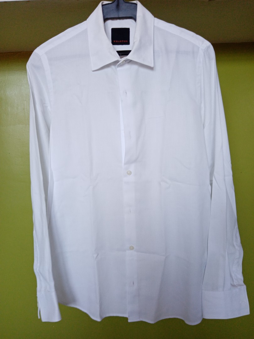 Wharton slim fit XS white long sleeves polo, Men's Fashion, Tops & Sets ...