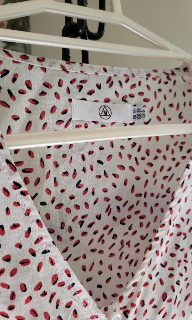 White polka deep v neck midi dress (Category: Dresses) located in Batangas. Submitted by flying_cosmos (Listing ID 1200603980, Image 2). Description: used once medium to large.