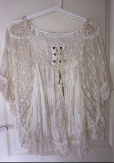 White/beige lace blouse