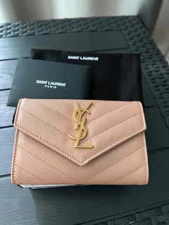 YSL Monogram Small Envelope Wallet In Grain De Poudre Embossed
