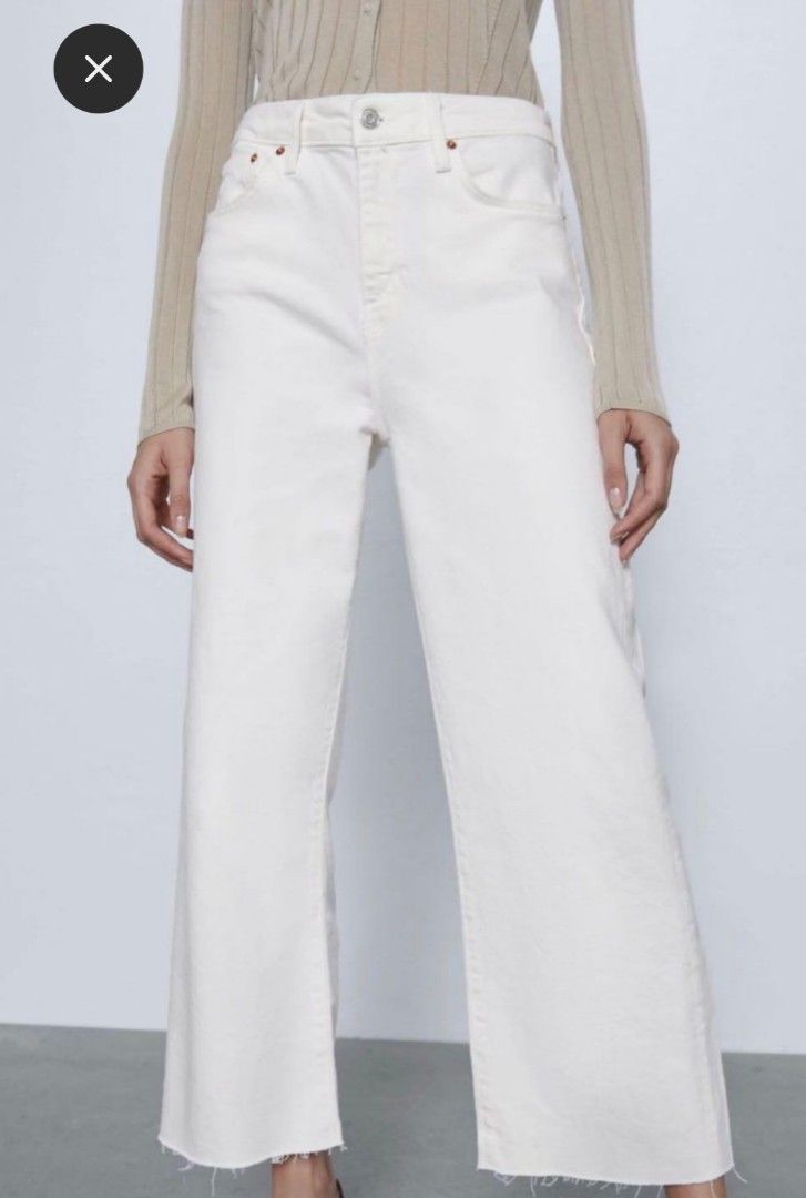 Zara Super Wide Leg Jeans Oyster White size 32