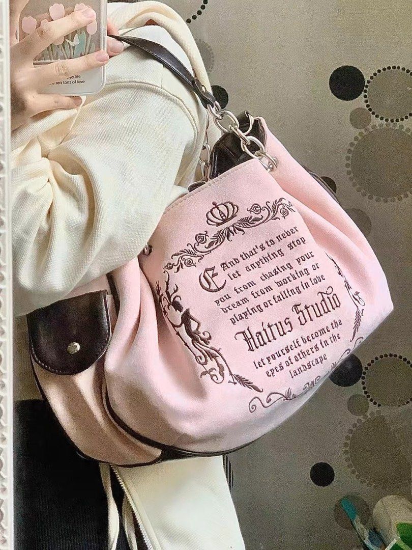Pink velvet juicy couture bag shop