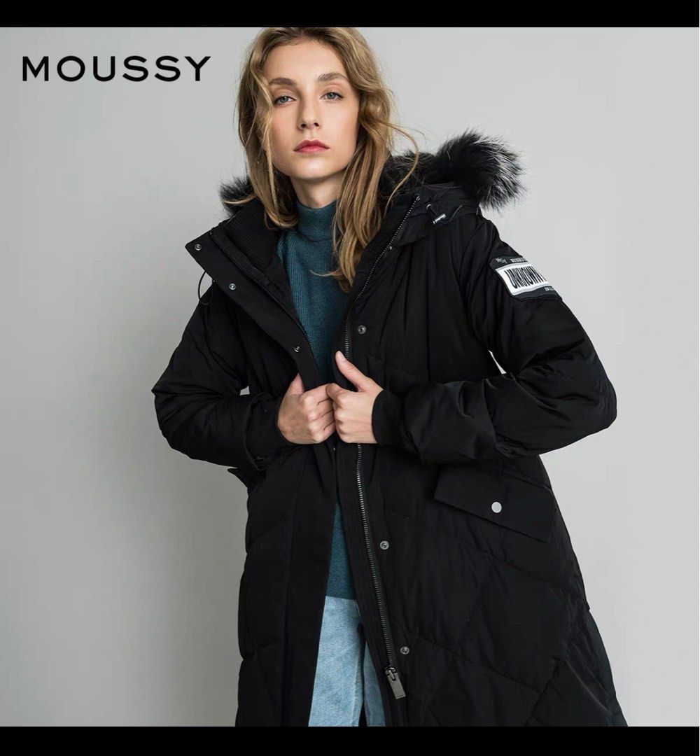 BLACK BY MOUSSY no collar long down coat-