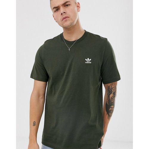 adidas originals essential t shirt with logo embroidery in khaki