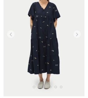 AFA ANGELICA EMBROIDERED GARDEN DRESS IN NAVY