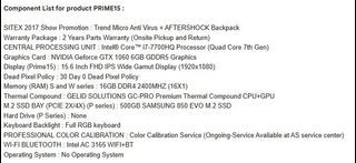 Aftershock Prime 15. i7-7th gen. GTX 1060. 16GB. SSD. gaming laptop