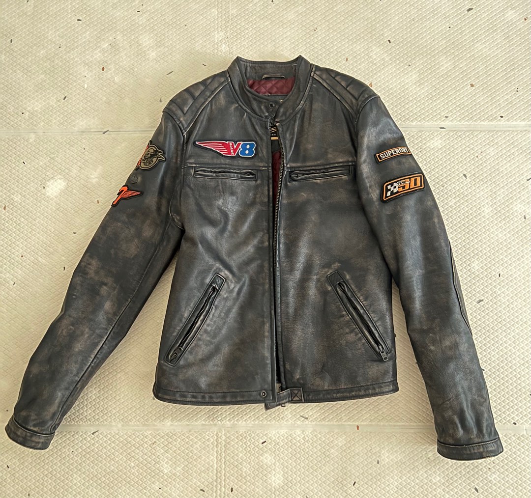 Superdry endurance road outlet trip leather jacket